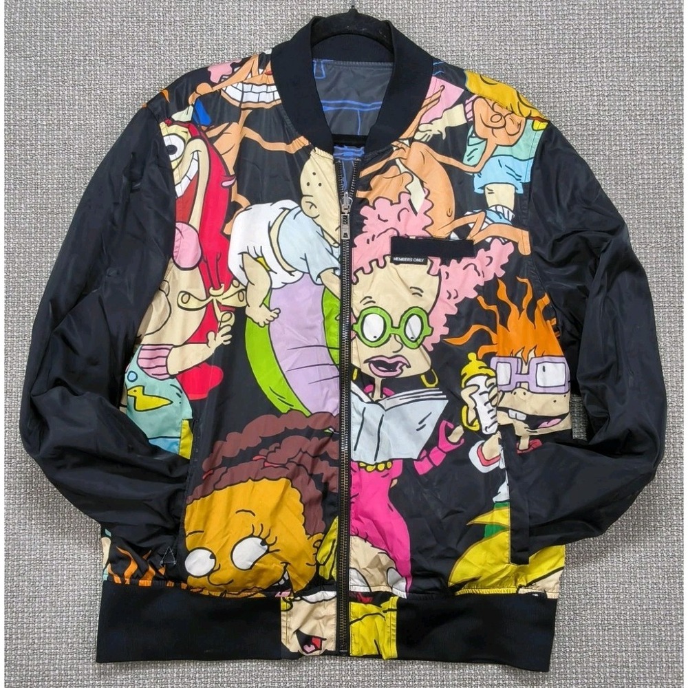 90's Nickelodeon Reversible Member's Only Bomber Jacket Men's Size L